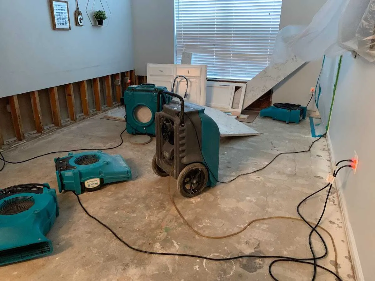 Dehumidifier in flood-cut room for Water Extraction & Removal in Harvey